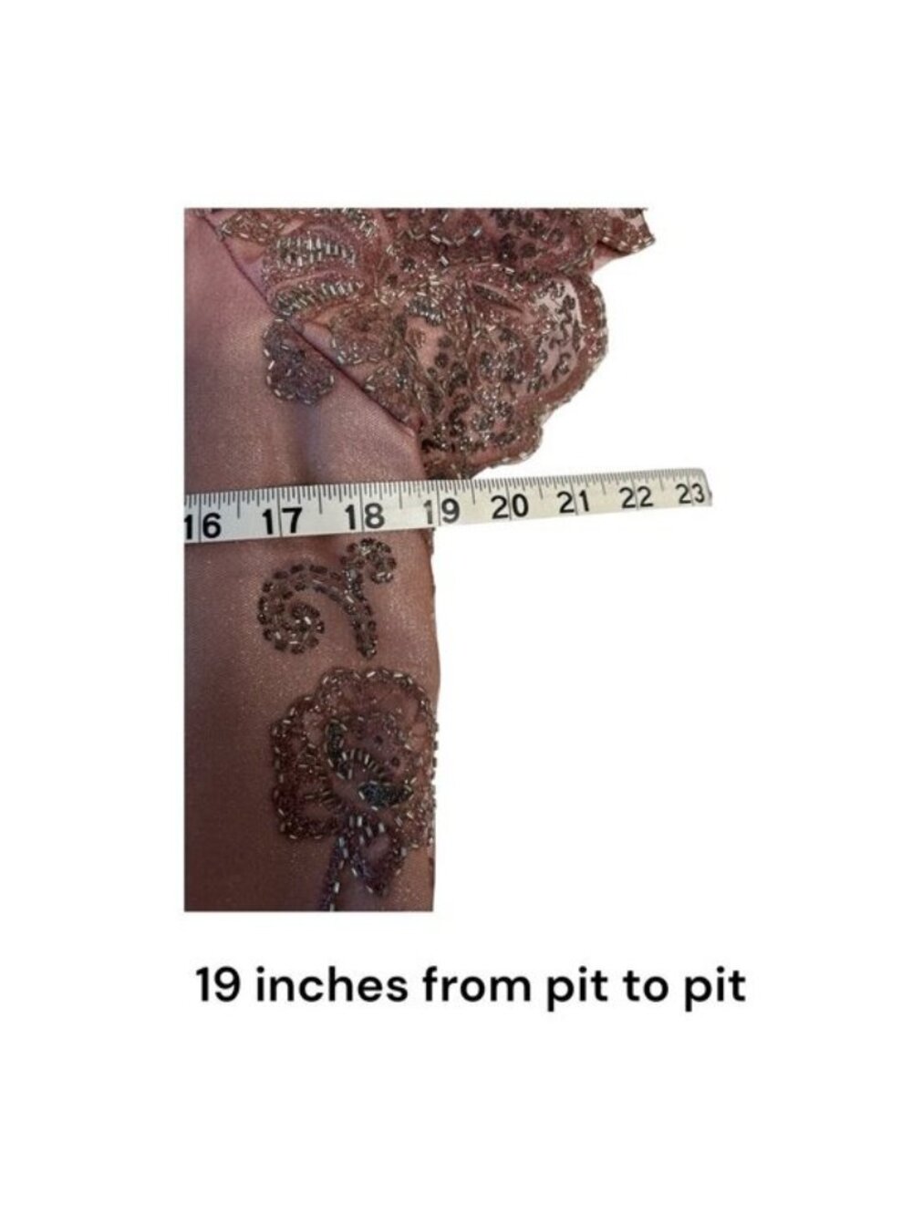 Vintage Rose Taft Couture Beaded Gown Dusty Rose Off Shoulder Formal Dress USA - Picture 10 of 14